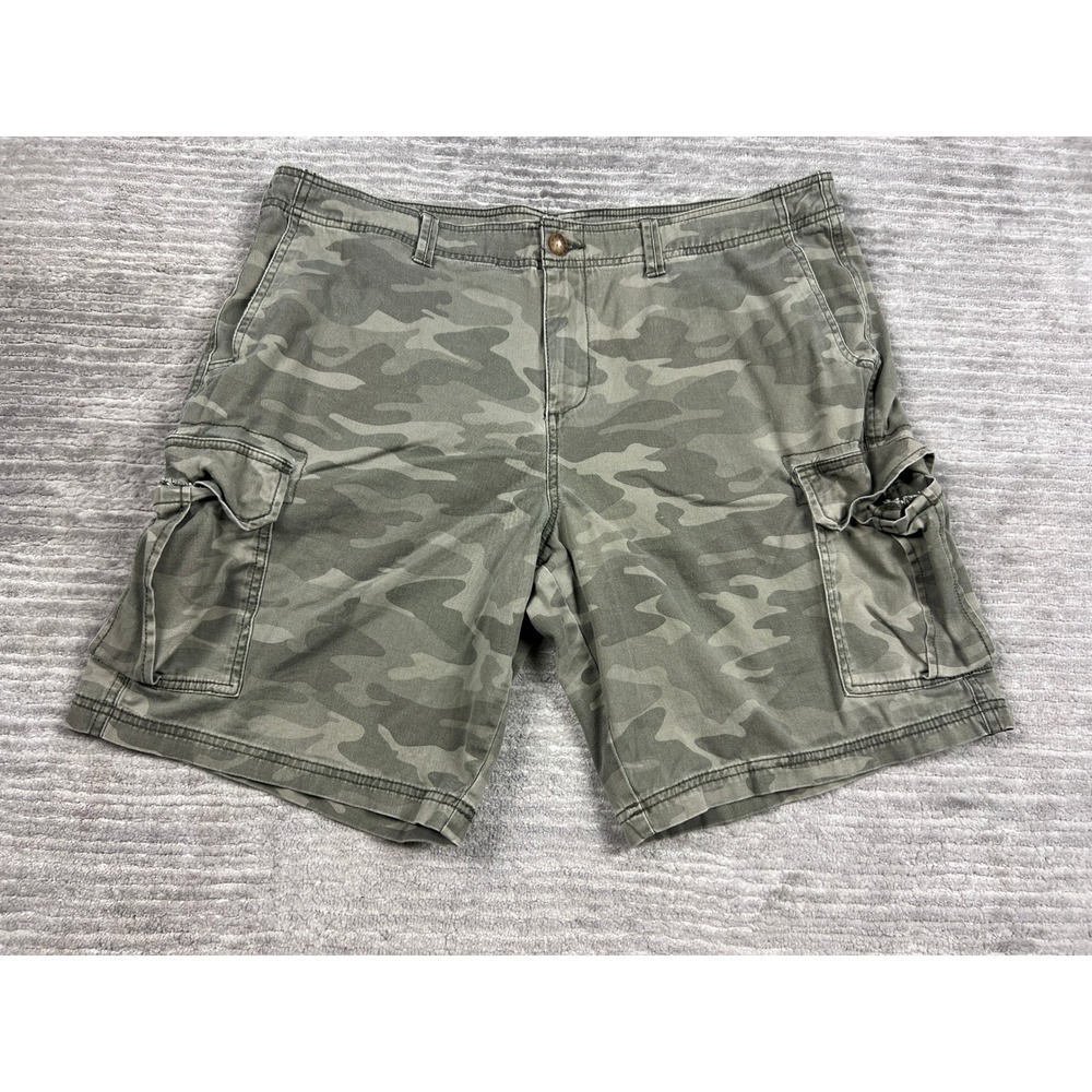 George Cargo Shorts Mens 38 Green Camo Twill 9 Inseam Cotton Stretch Utility